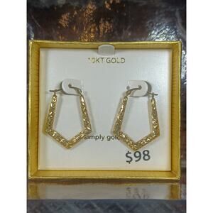 Simply Gold 10K Yellow Gold Medium Knife Edge Hoop Design Earrings Beautiful